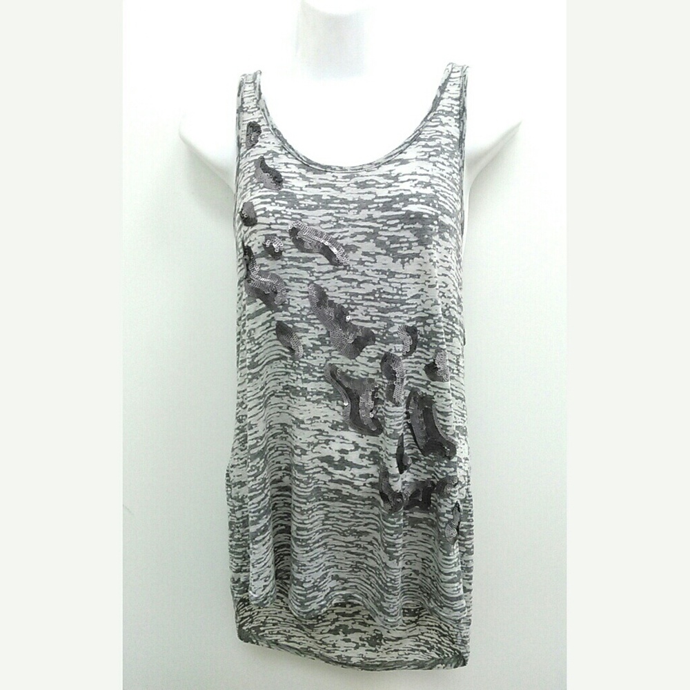 BCBG MaxAzria Tank Top Racerback Gray Silver Large